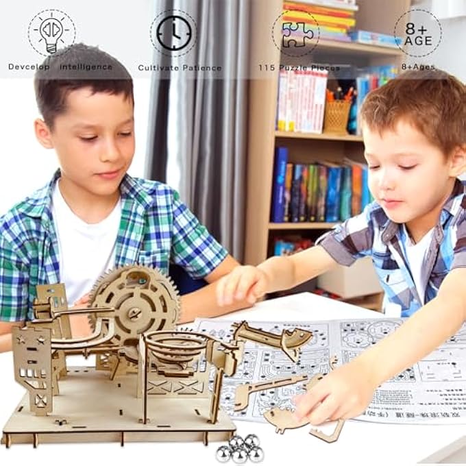 3D WOODEN PUZZLE TRACK FOR MARBLES CONSTRUCTION KIT MECHANICAL MODEL, WOODEN MODEL KIT FOR 3D PUZZLES, 3D PUZZLE TRACK WOODEN MARBLES, WOODEN CONSTRUCTION MODEL SET FOR ADULTS AND CHILDREN - Image 4